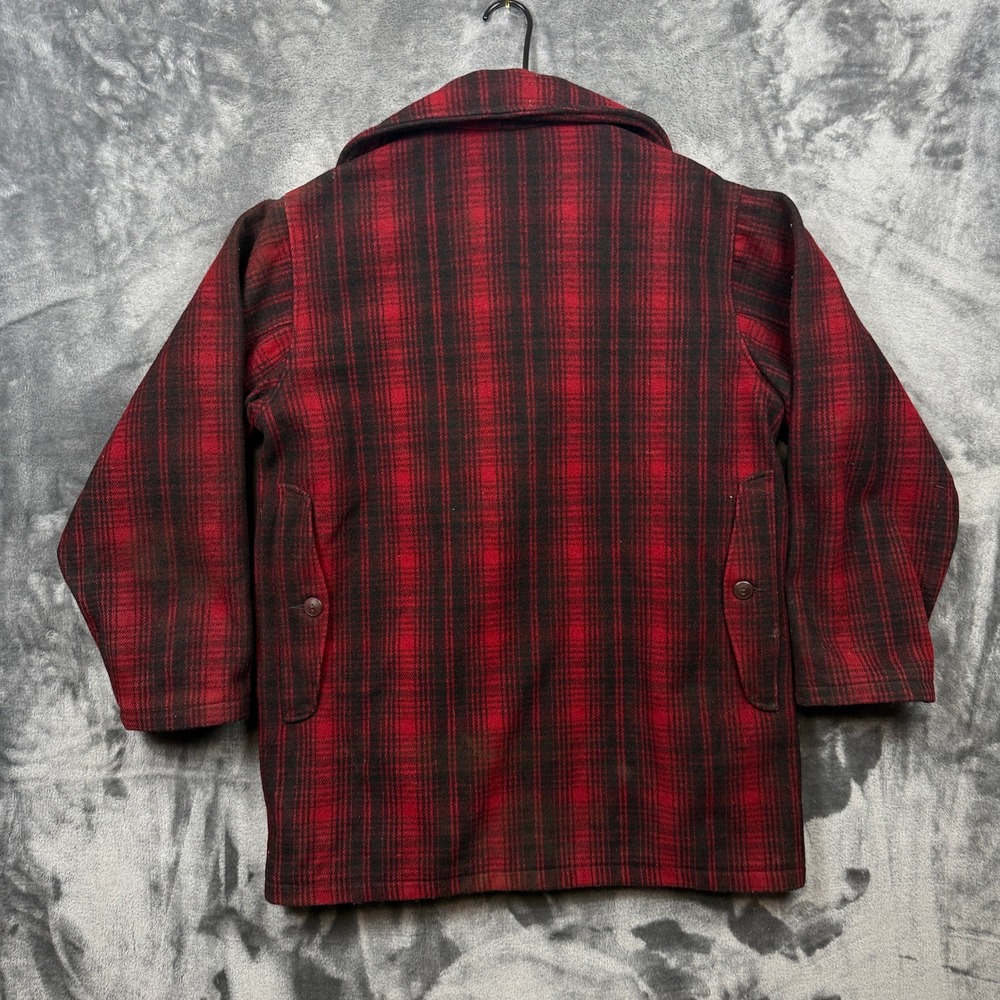 Woolrich Hunting Coat Mens 44 Red Black Plaid Wool Buffalo Check Vintage Jacket - Picture 7 of 7